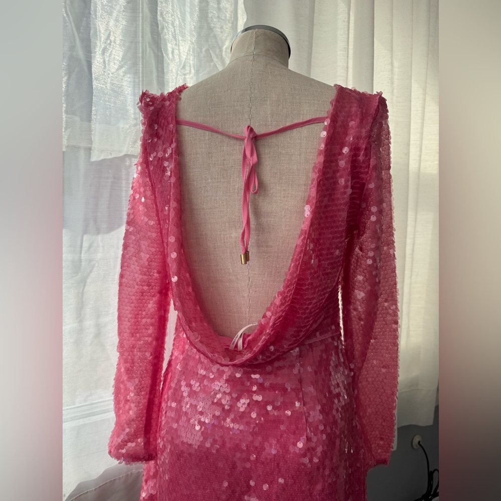 Anthropologie Sequin Drape-Back Mini Dress US4 pink - Picture 7 of 17